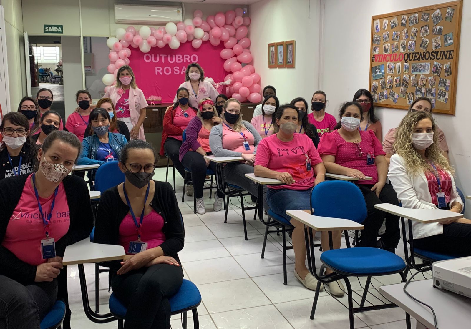 Rede Feminina na empresa Vínculo Basic falando sobre prevenção e o trabalho da rede feminina de Brusque